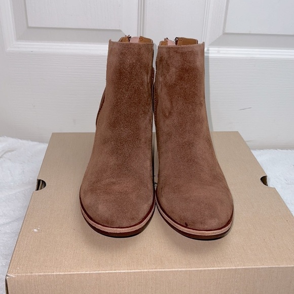 Kork-Ease Suede Leather Chandra Bootie Chunky Heel Boot Tan Brown Sz 9.5, NIB - Picture 9 of 16